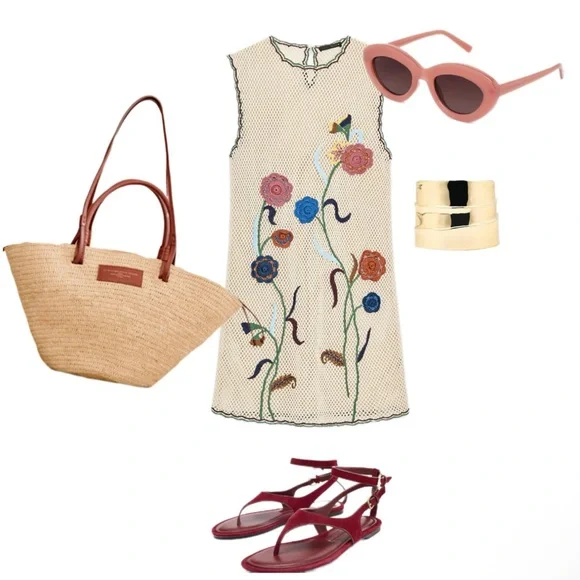 NWT Zara Woman ZW COLLECTION Crochet Dress with Floral Embroidery - Picture 8 of 16